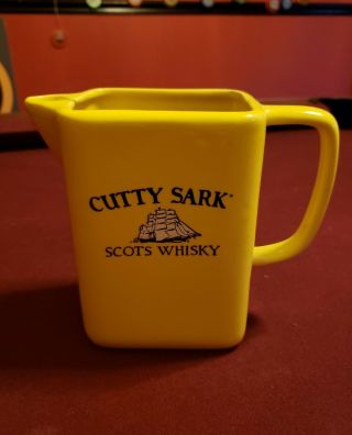 Vintage Cutty Sark Scotch Whiskey Scots Whisky Yellow Ceramic Pottery Pitcher