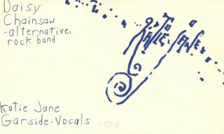 Katie Jane Garside Vocals Daisy Chainsaw Rock Band Autographed Signed Index Card