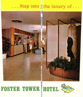 Foster Tower Hotel Waikiki Beach Hawaii Vintage Travel Brochure Color Photos 2