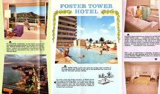 Foster Tower Hotel Waikiki Beach Hawaii Vintage Travel Brochure Color Photos 3