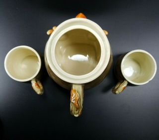 Fitz & Floyd Vintage 1978 Owl Teapot & 2 Matching Cups / Small Mugs Japan 5