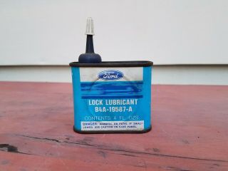 Vintage Ford Lock Lubricant 4 Oz Oil Can Handy Household Oiler Tin