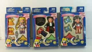 3 Vintage Sailor Moon Sailor Mars Tuxed Mask Mini Dressables Dolls Irwin 1997