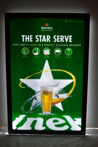 Heineken The Star Serve 16 " X 24 " Led Light Bar Sign