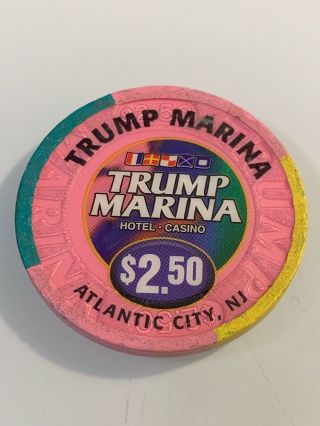 Trump Marina $2.  50 Casino Chip Atlantic City Nj 3.  99
