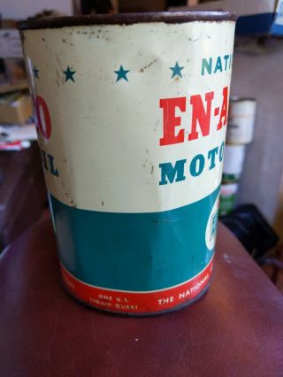 RARE Vintage EN - AR - CO Motor Oil 1 Quart Oil Can empty no bottom national 2