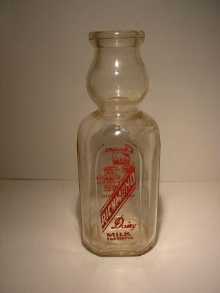 Vintage Richmond Dairy Milk Cream Top Quart Bottle Red Rare Advertisement