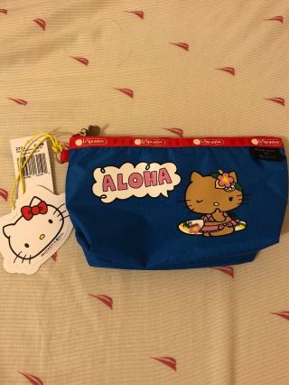 Lesportsac X Hello Kitty Authentic Medium Sloan Cosmetic Pouch Blue