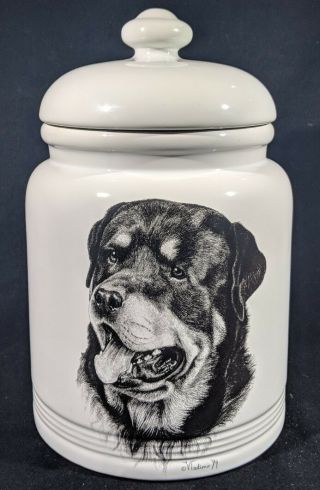 Rare Best Of Show Rottweiler Porcelain Cookie Jar By Rosalinde