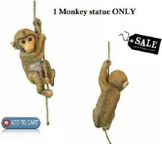 16 Inches Hanging Baby Monkey Chimpanzee Statue For African Flair Garden Style