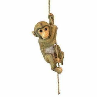 16 Inches Hanging Baby Monkey Chimpanzee Statue For African Flair Garden Style 3