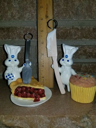 Pillsbury Doughboy Figures Recipe Card Holder Set Of 2 Pie And Cupcake 2004 Tpc