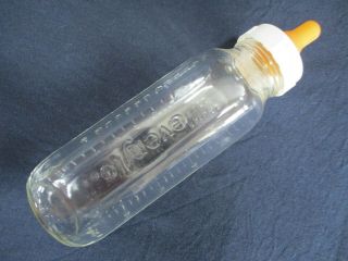 3 Vintage Evenflo Glass Baby Bottles with Rubber Feeding Teats 3