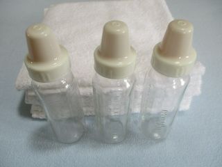 3 Vintage Evenflo Glass Baby Bottles with Rubber Feeding Teats 8