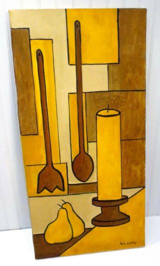 1977 Listed Dorothy Weichman Broomall PA Mid Century Modern Still Life Painting 4