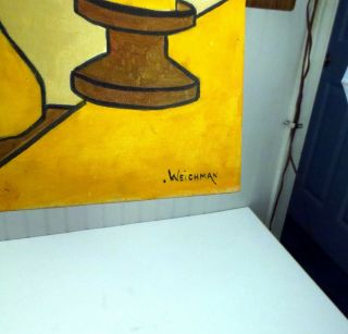 1977 Listed Dorothy Weichman Broomall PA Mid Century Modern Still Life Painting 5