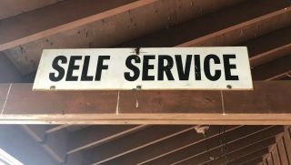 Vintage Sign Self Service Double Side Gas Station Island 1980s Ships In Usa