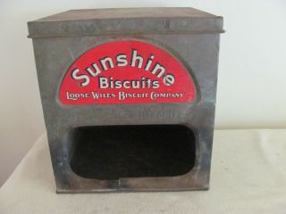 Antique Sunshine Biscuits Metal Tin Display Box Advertising General Store