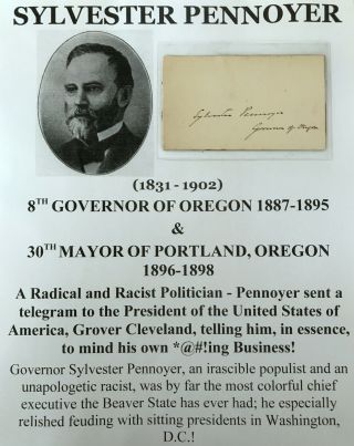 1880s Radical Chinese Racist Governor Oregon Mayor Portland Autograph Signed Vf