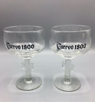 Jose Cuervo 1800 Tequila Saguaro Cactus Stem Glasses Margarita Bar - Ware Man Cave