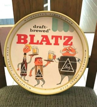 Vintage Blatz Beer 13 " Metal Tin - Litho Tray Blatz Brewing Co Milwaukee Wi