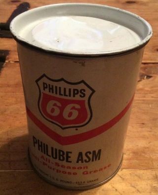 Vintage Phillips 66 Philube Asm All Season Multi Purpose Grease Can Rare 1 Pound