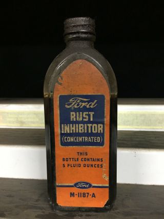 Vintage Ford Motor Co.  Glass Bottle - Rust Inhibitor M - 187 - A