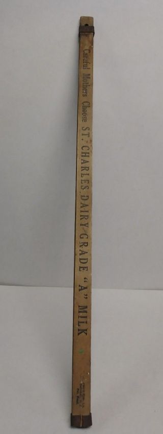 Antique St Charles Dairy Yard Stick Slide Ruler Pencil Spec Co