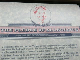 RED SKELTON THE PLEDGE OF ALLEGIANCE SIGNED IN RED JAN.  14,  1969 EXC 2