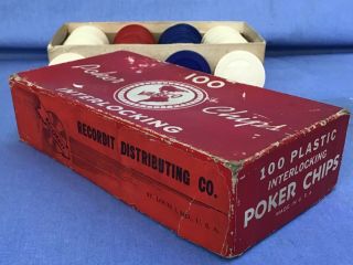 100 vintage •CITY CLUB SHOES• old Casino arcade cards gambling •POKER CHIP SET• 3