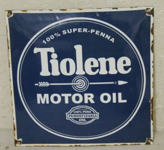 Tiolene Oil Vintage Style Porcelain Signs Gas Pump Man Cave Station