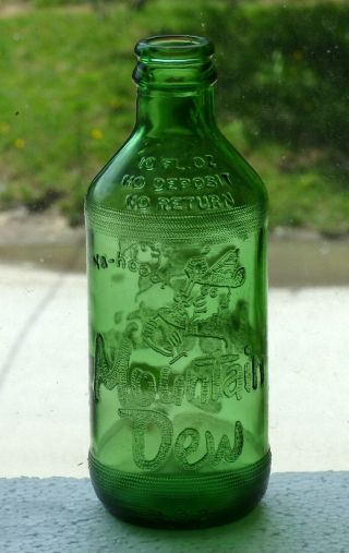 Vintage Ndnr Canadian Mountain Dew Hillbilly Glass Soda Bottle