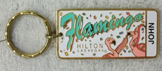 Vintage Flamingo Casino Hotel Las Vegas Nevada Keychain Ring Fob Look