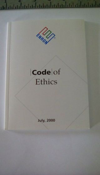 Enron Collectibles,  Code Of Ethics Book,  Created The Biggest Bankruptcy In 2001
