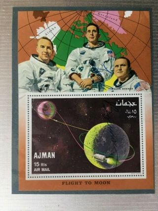 Gemini Apollo Frank Borman Signed Stamp Block Seiger Series Nasa Space