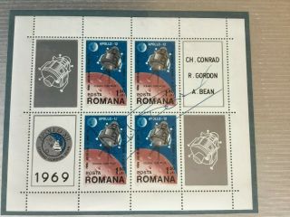 Apollo 12 Alan Bean Signed Stamp Block Seiger Series Nasa Space Moonwalker