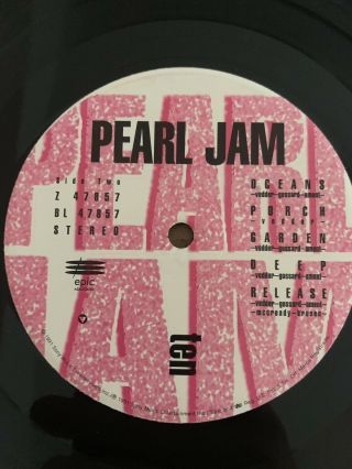 PEARL JAM TEN VINYL LP 1ST PRESSING 1991 EPIC RECORDS US PRESS SEATTLE 6