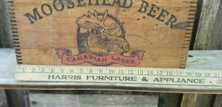 Vintage Moosehead Beer Bottle Canadian Lager Wooden Crate Dovetailed Brewery Box 5