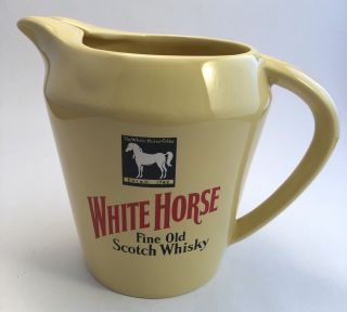 Vintage White Horse Fine Old Ceramic Scotch Whisky Water Pitcher Barware Mug Jug