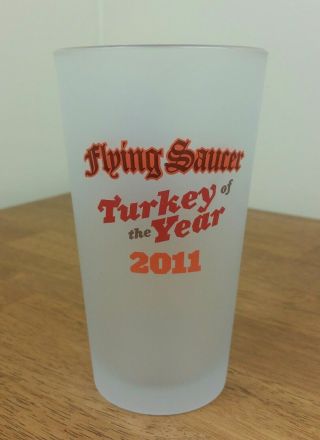 Flying Saucer Pint Beer Glass Clear Turkey Of The Year 2011 Libya Frosted