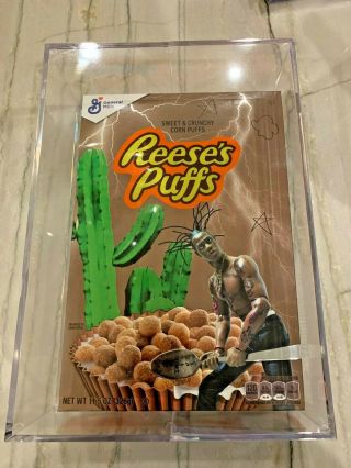 Travis Scott X Reese’s Puffs Limited Edition Cereal And Acrylic Box In Hand