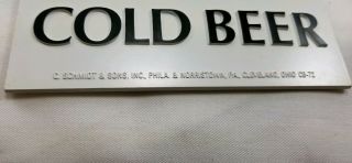 Vintage Schmidt ' s Cold Beer Advertising Beer Sign 9 1/2 