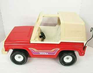 Vintage Tonka 1970 ' s Barbie Red Jeep Bronco Truck Metal Plastic Roof 5