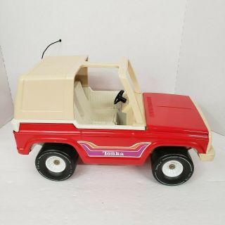 Vintage Tonka 1970 ' s Barbie Red Jeep Bronco Truck Metal Plastic Roof 7
