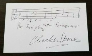 Autographed Charles Strouse Index Card W/loa Tomorrow Amqs Annie Musical