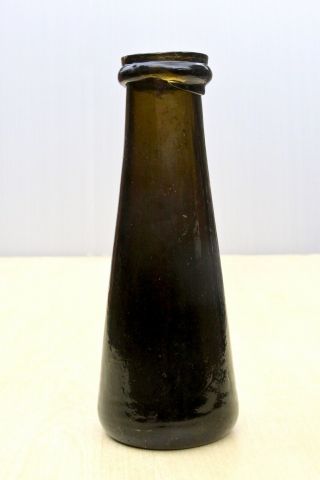 Antique C1840s French Black Glass Truffle Jar Bottle - Leans And Crudely Made