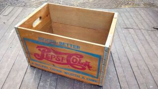 Vintage Pepsi Cola Wooden Crate A Nickel Drink Worth A Dime 5¢ Bigger Better