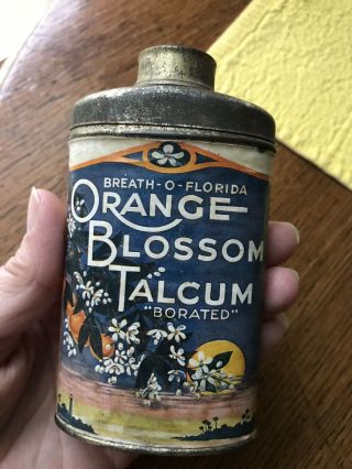 Jacksonville Florida Talcum Powder Tin Can Imeson Perfume Co Orange Blossom