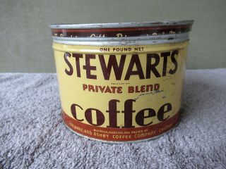 Vintage Stewarts Coffee Tin Advertising Chicago,  Il,  Stewart & Ashby,  1951