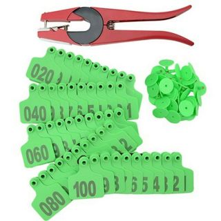 Wmycongcong 1 - 100 Number Plastic Livestock Cow Cattle Ear Tag Animal Tag Green